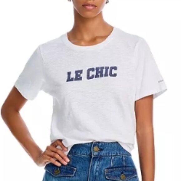 Cinq à Sept Le Chic Shrunken Tee – White/Navy – Size XS – NWT - Picture 1 of 9